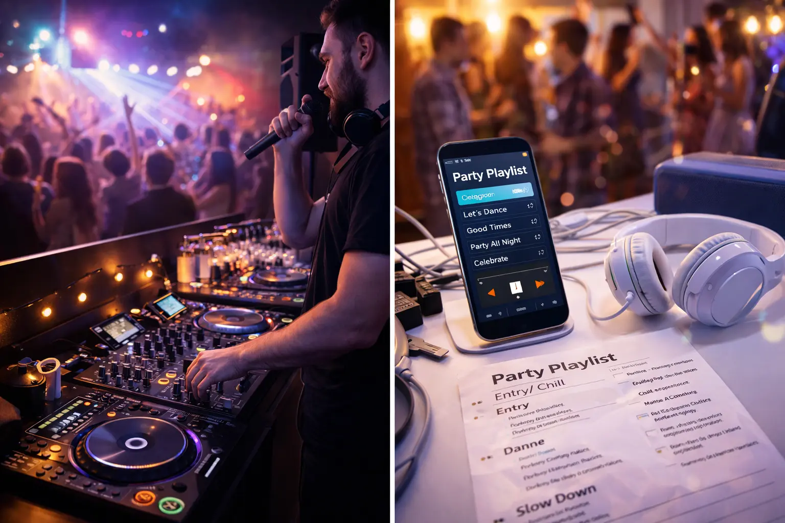 Música para fiesta con DJ o playlist