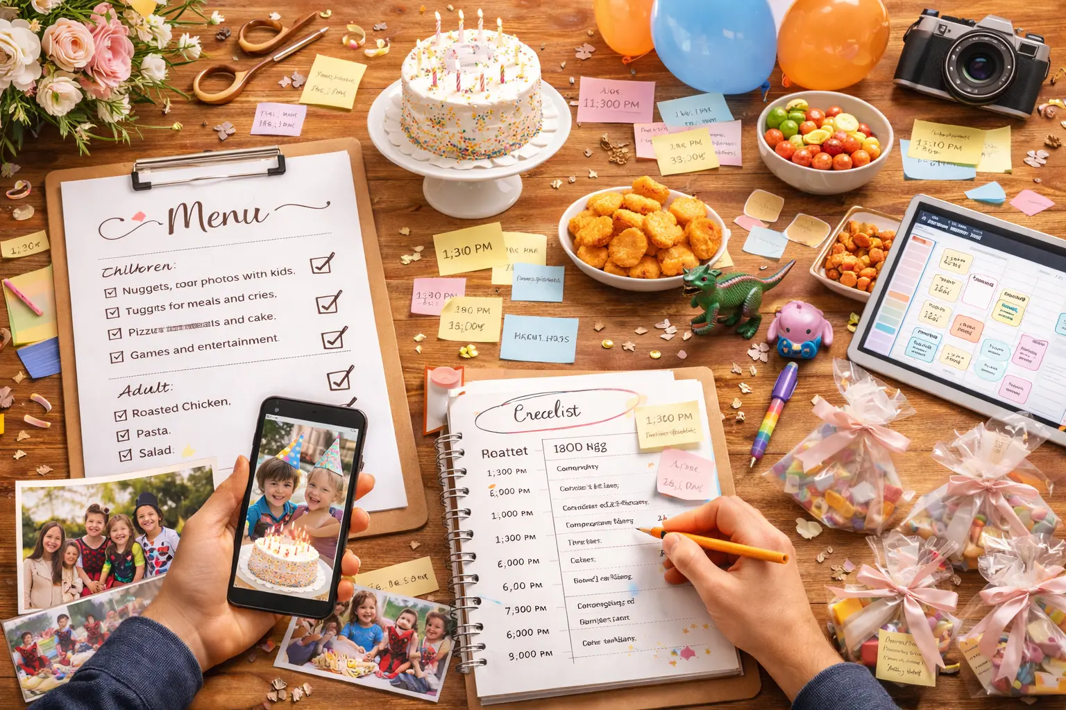 Celebraciones familiares con niños, menús y recordatorios
