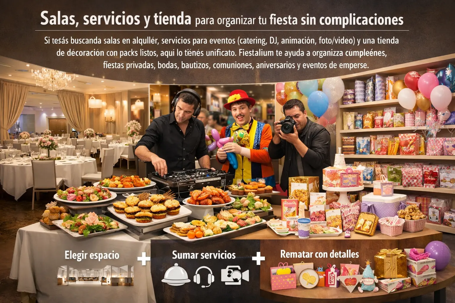 Fiestalium: salas, servicios y tienda para organizar eventos sin complicaciones