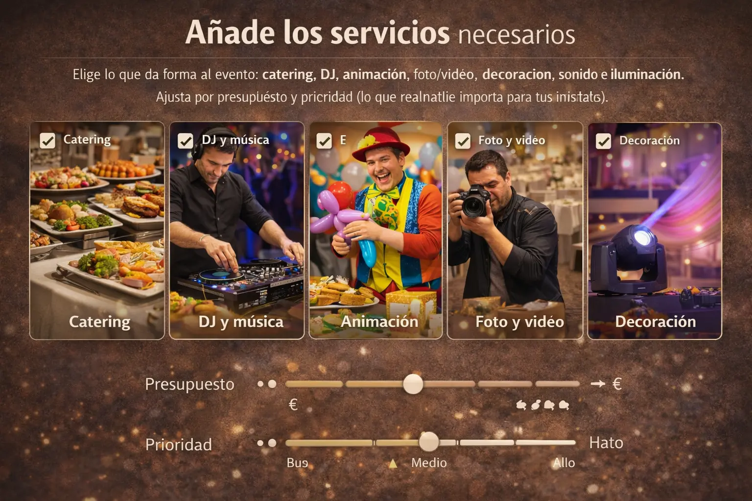 Reserva la sala adecuada: ciudad, fecha, aforo y tipo de evento