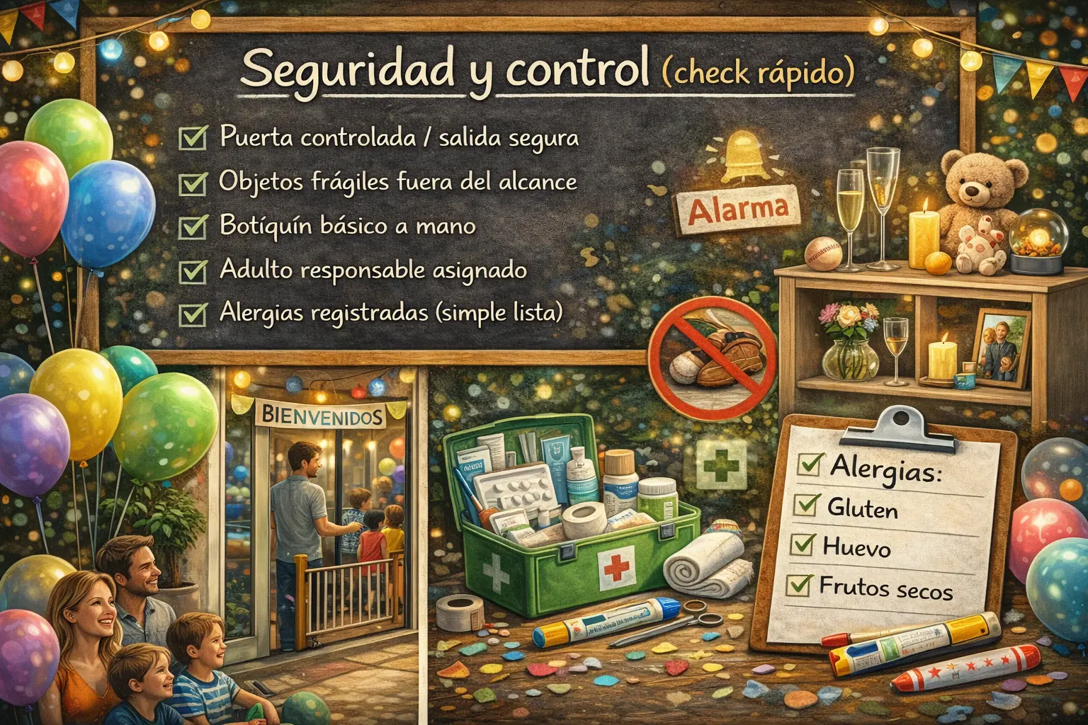 Zonas para cumpleaños infantil: juego, merienda y rincón de calma