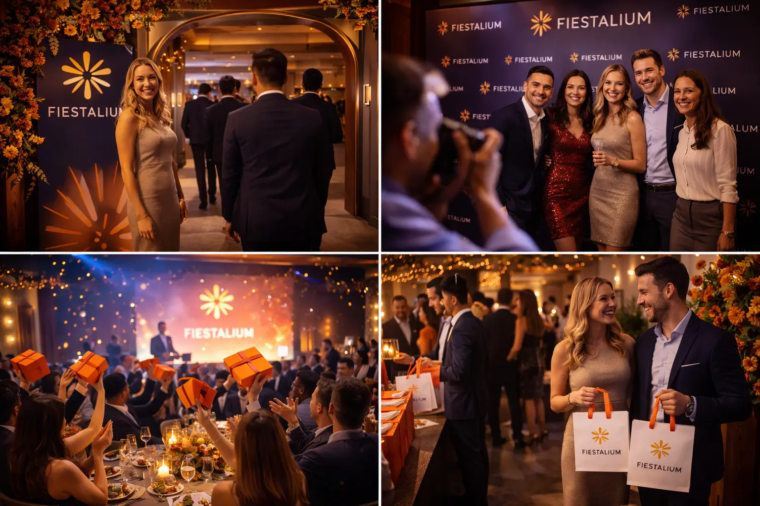 Aniversario o rebranding interno con bienvenida, marca y detalle final